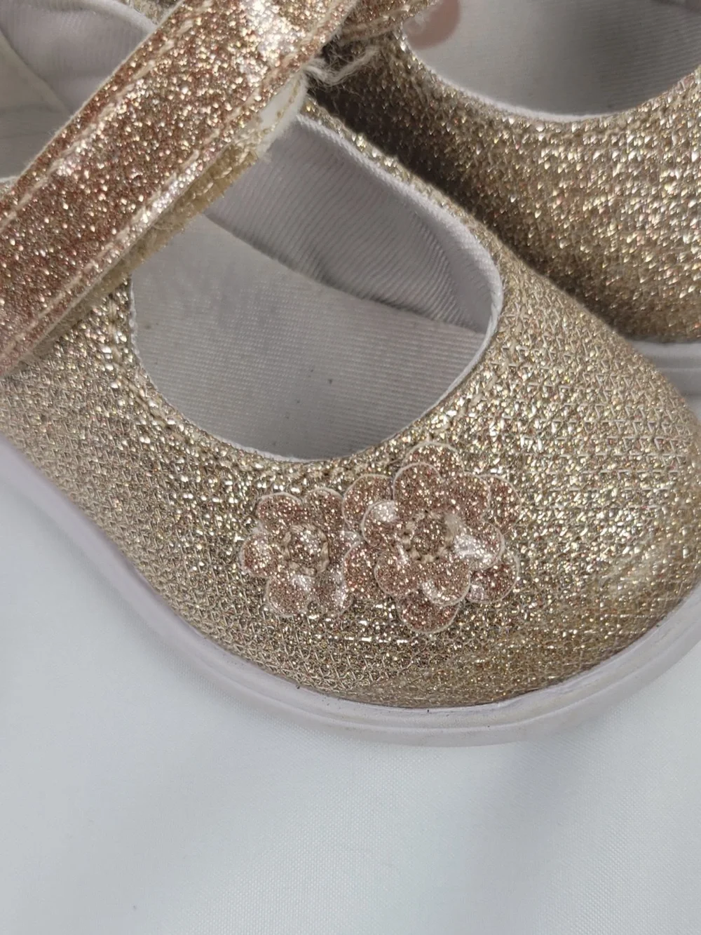 Stride Rite Girls Rose Gold Glitter Mary Jane Shoes